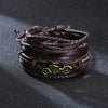 4Pcs/ Set Braided Wrap Leather Bracelets for Men