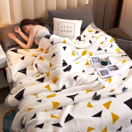 Double Layer Winter Thick Raschel Mink Weighted Blanket For Double Bed Soft Warm Heavy Fluffy Throw Blankets