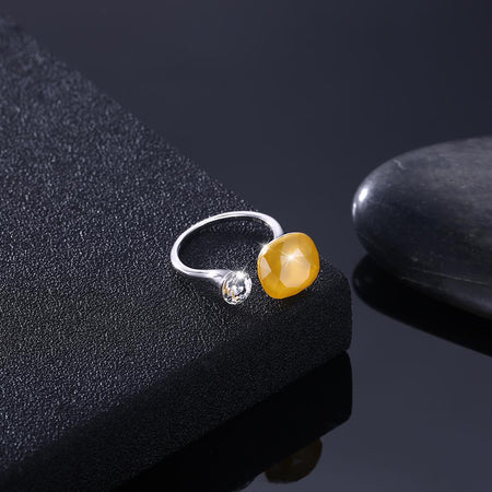 Adjustable Sterling Silver Ring made with  Crystals