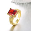 Ruby Emerald Cut Center Halo Ring in 14K Gold ITALY Made