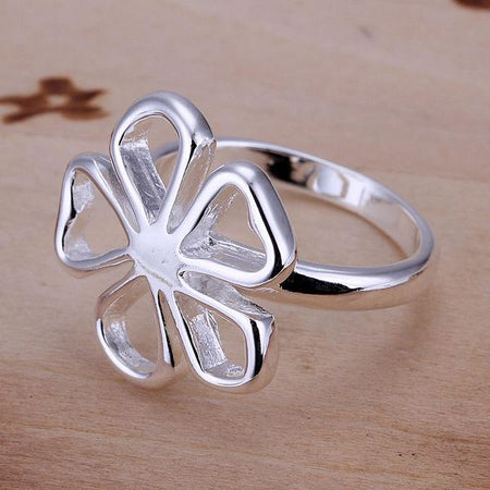 Silver Plating Hollow Daisy Ring