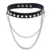 Halskette mit rundem Herz-Kugelketten-Anhänger aus schwarzem PU-Leder
