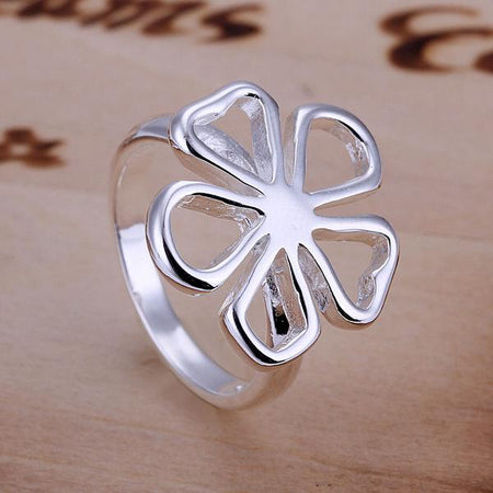 Silver Plating Hollow Daisy Ring