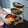 2/3-stufige Obstteller aus Kunststoff mit Holzhalter, ovale Servierschalen für Partys