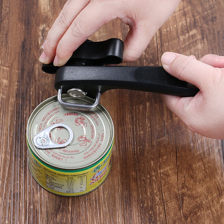 1pc Plastic Professional Kitchen Tool Safety Hand-actuated Can Opener Side Cut Easy Grip Manual