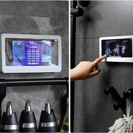 Home Wall Waterproof Mobile Phone Box Self-adhesive Holder Touch Screen Bathroom