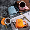 400ml New Product European Style Light Luxury Gold-painted Ceramic Coffee Mug with Lid Spoon Water