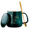 400ml New Product European Style Light Luxury Gold-painted Ceramic Coffee Mug with Lid Spoon Water