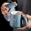 400ml New Product European Style Light Luxury Gold-painted Ceramic Coffee Mug with Lid Spoon Water