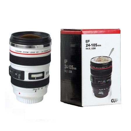 Stainless Steel Camera EF24-105mm Coffee Lens Mug White Black Coffee Mugs Creative Gift Coffee Cups
