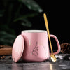 400ml New Product European Style Light Luxury Gold-painted Ceramic Coffee Mug with Lid Spoon Water