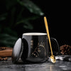 400ml New Product European Style Light Luxury Gold-painted Ceramic Coffee Mug with Lid Spoon Water