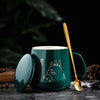 400ml New Product European Style Light Luxury Gold-painted Ceramic Coffee Mug with Lid Spoon Water