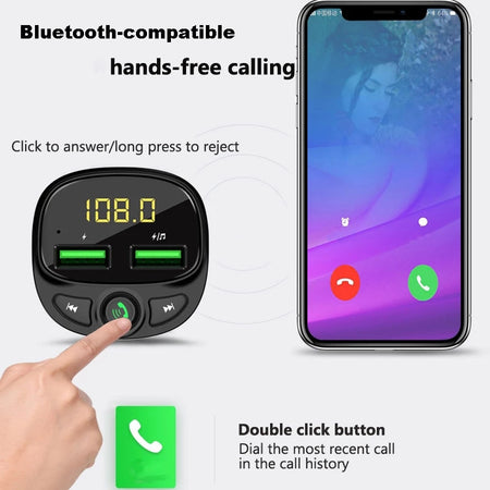 Auto-Bluetooth-FM-Transmitter mit 5.0 Dual-USB-Ladegerät