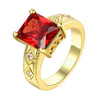 Ruby Emerald Cut Center Halo Ring in 14K Gold ITALY Made