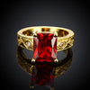 Ruby Emerald Cut Center Halo Ring in 14K Gold ITALY Made