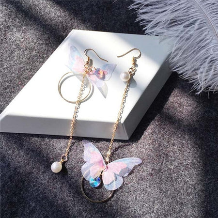 Korean  Earrings Fashion Round Flower Brinco Long Statement Wings Earrings Jewelry