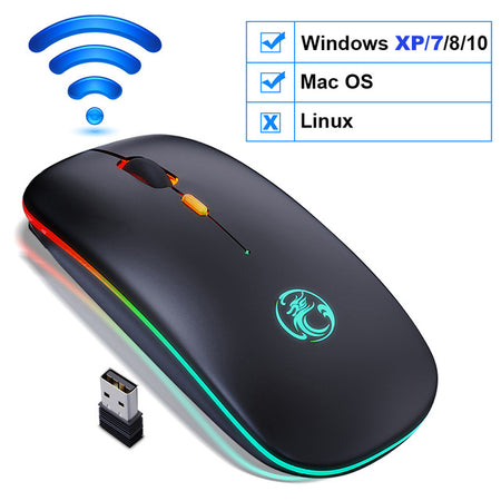 Drahtlose, leise Maus mit LED-Hintergrundbeleuchtung, ergonomische Gaming-Maus für Laptop-PC