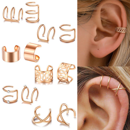 Ear Cuff Gold Leaves Non-Piercing Ear Clips For Men