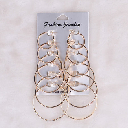 6Pairs Punk Hoop Earrings Set Big Circle Earrings
