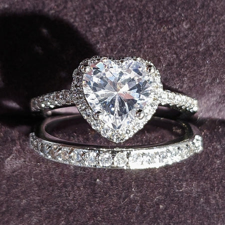 Sterling Silver luxury wedding Rings set for bridal Women Engagement