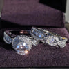 Sterling Silver luxury wedding Rings set for bridal Women Engagement