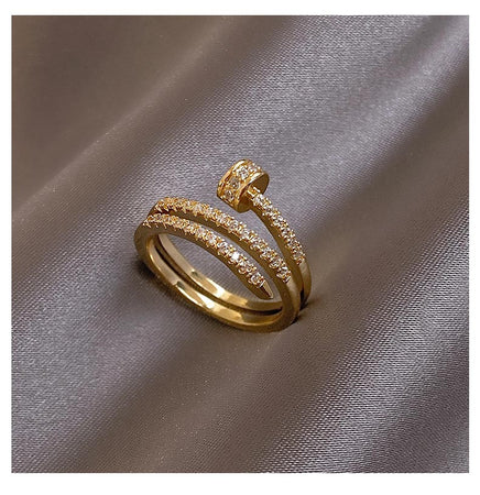 14K echt vergoldeter AAA-Zirkon-Ring, eleganter Damenring 
