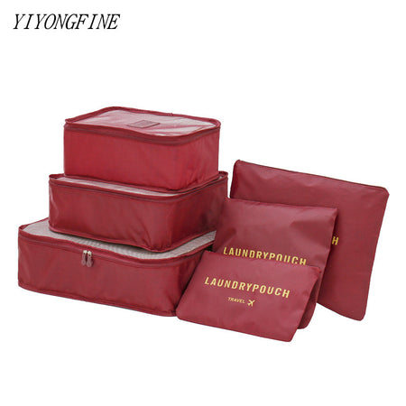 6Pcs/Set Travel Bag Women Large Capacity Clothing Storage Pouch Unisex Luggage Organizer