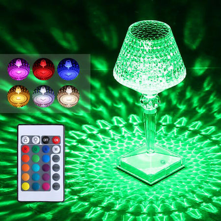 Rechargeable 16 Colors USB  Diamond Crystal Touch Table Lamp For Room Decoration