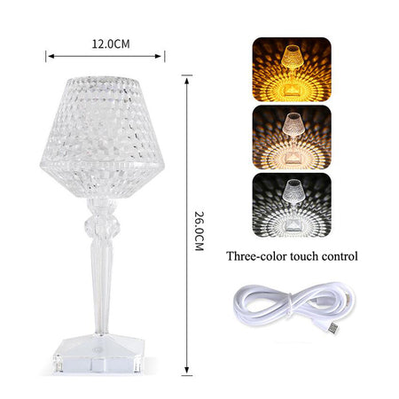 Rechargeable 16 Colors USB  Diamond Crystal Touch Table Lamp For Room Decoration